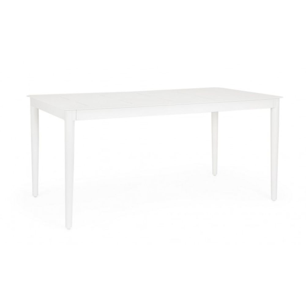tavolo fisso nebula in alluminio bianco 160×90 cm, tavolo da giardino perfetto per pranzi all’aperto