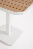 tavolo belmar effetto legno e struttura alluminio bianco 75×75 cm, ideale per barbecue, aperitivi o relax estivo