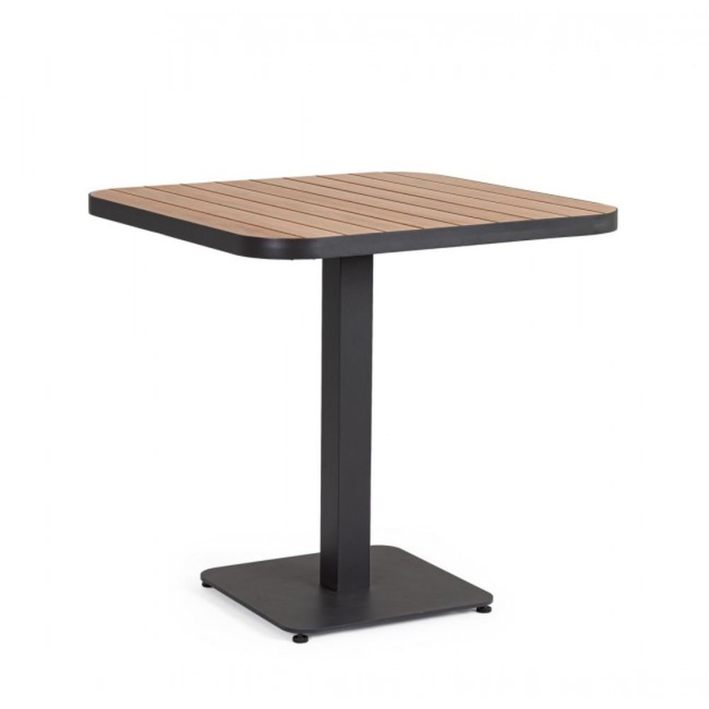 tavolo belmar effetto legno e struttura alluminio antracite 75×75 cm, tavolo da giardino perfetto per pranzi all’aperto