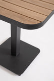 tavolo belmar effetto legno e struttura alluminio antracite 75×75 cm, ideale per barbecue, aperitivi o relax estivo