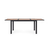 tavolo allungabile hilija effetto legno e struttura in alluminio antracite 140×77 cm – 210×77 cm, ambientazione in giardino...