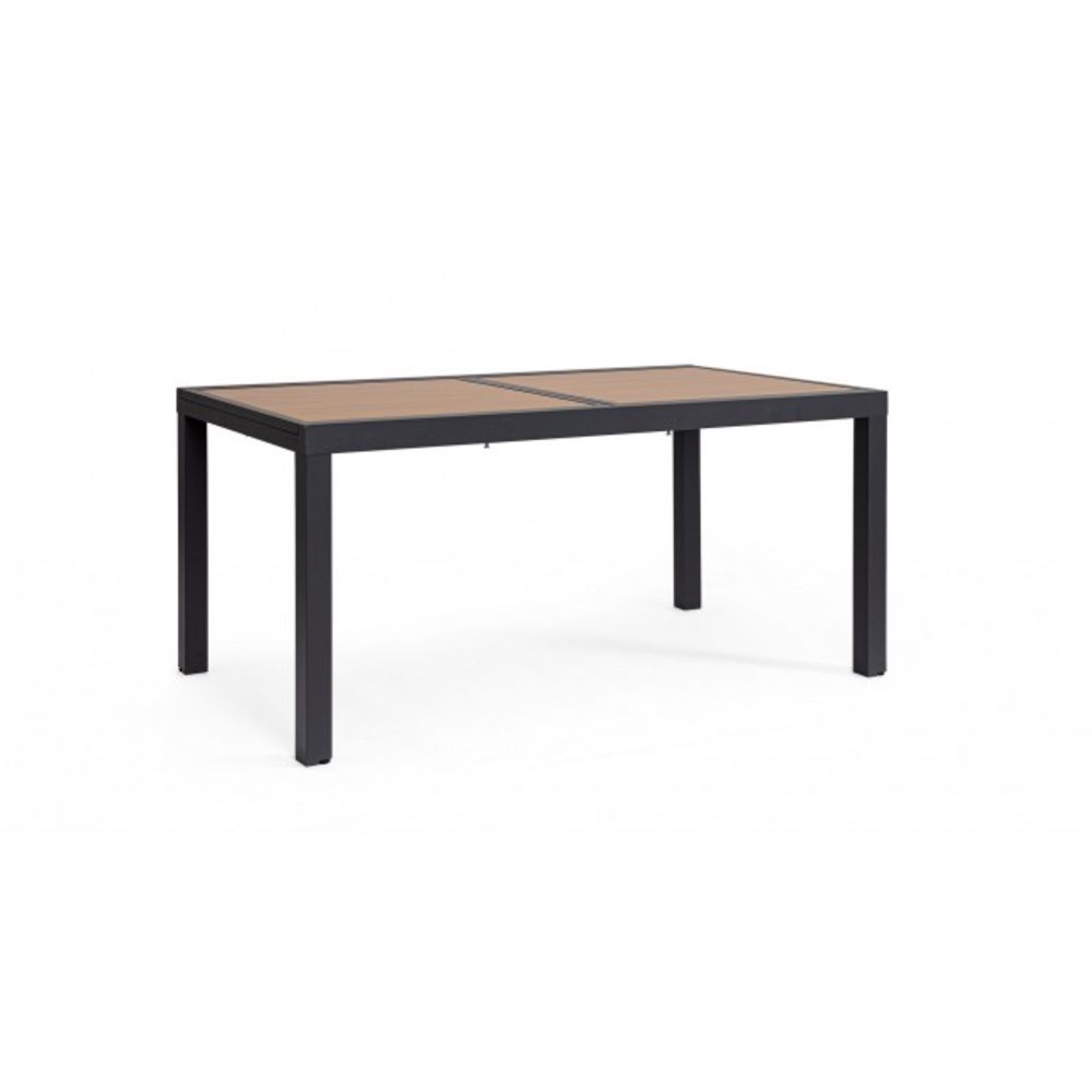 tavolo allungabile hilija effetto legno e struttura in alluminio antracite 160×90 cm – 240×90 cm, dettaglio dei materiali...
