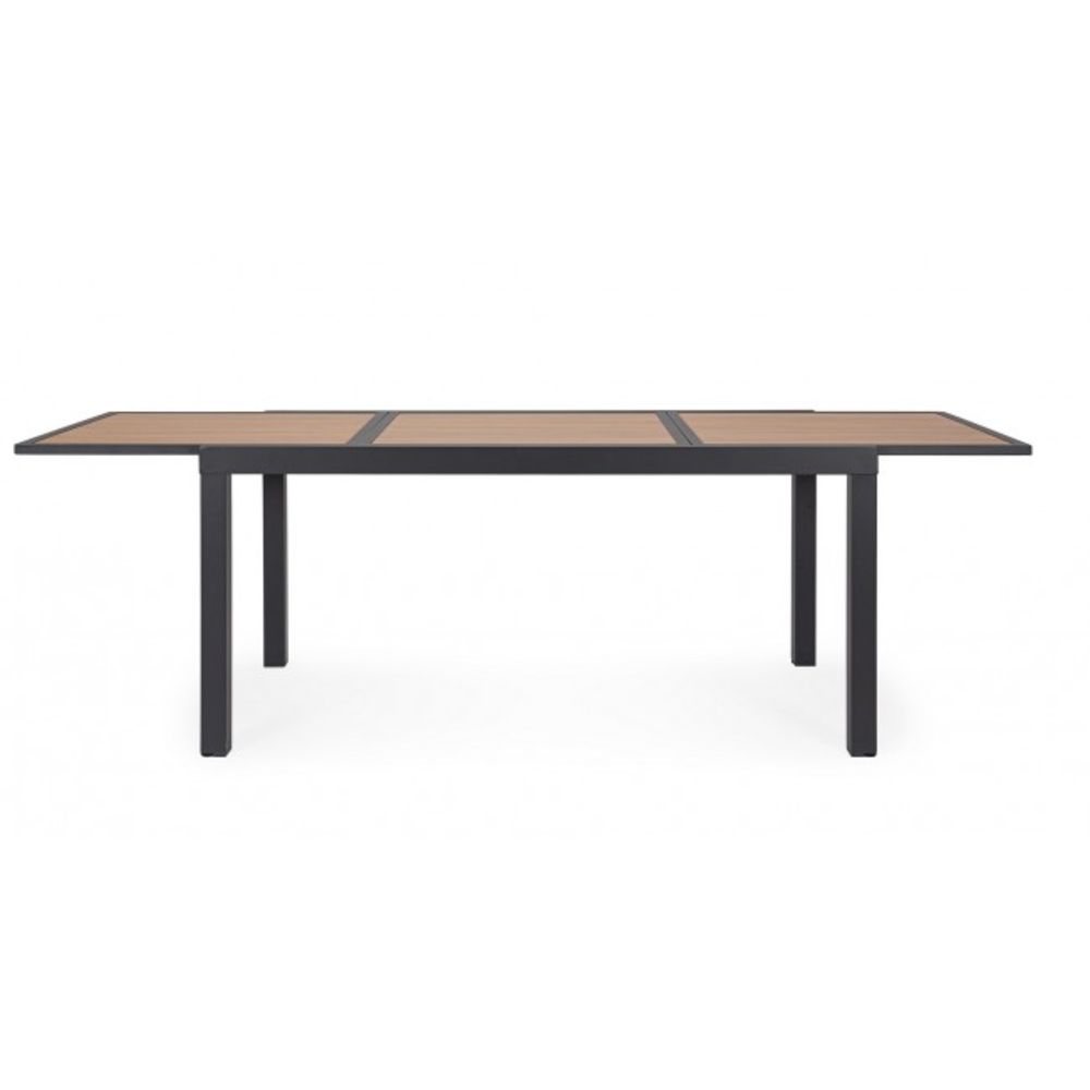 tavolo allungabile hilija effetto legno e struttura in alluminio antracite 160×90 cm – 240×90 cm, ambientazione in giardino...