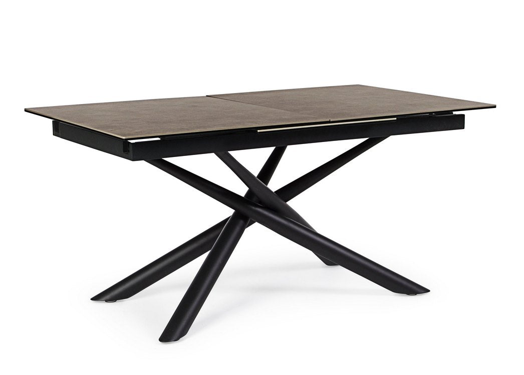 tavolo seyfert in ceramica marrone e gambe in acciaio nero, allungabile 160 x 90 cm – 220 x 90 cm, tavolo elegante adatto a...