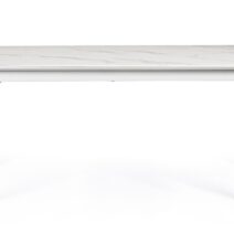 Tavolo BRIVA in acciaio grigio chiaro e piano in ceramica effetto marmo, allungabile 160×90 cm – 220×90 cm