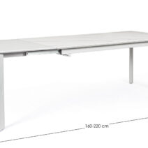 Tavolo BRIVA in acciaio grigio chiaro e piano in ceramica effetto marmo, allungabile 160×90 cm – 220×90 cm