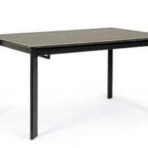 Tavolo BRIVA in acciaio nero e piano in ceramica marrone, allungabile 140×90 cm – 200×90 cm