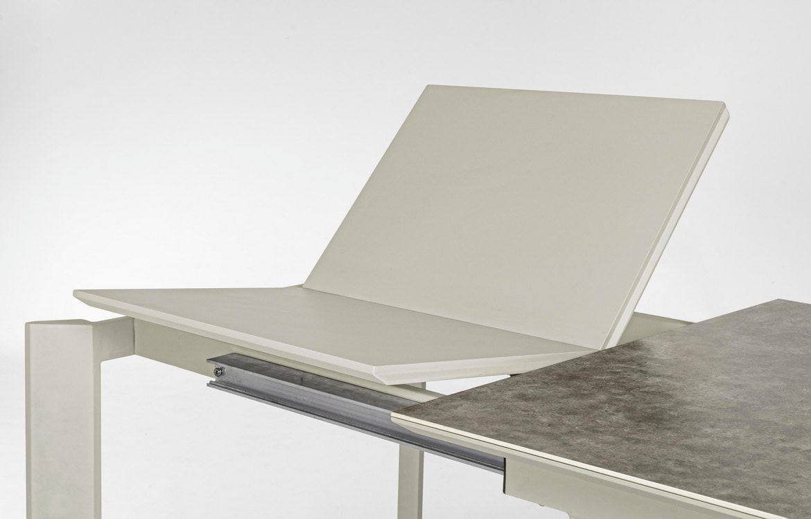 tavolo briva in acciaio tortora e piano in ceramica marrone, allungabile 140×90 cm – 200×90 cm, design moderno per ambienti...