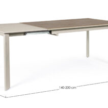 Tavolo BRIVA in acciaio tortora e piano in ceramica marrone, allungabile 140×90 cm – 200×90 cm