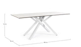 tavolo sean in ceramica effetto marmo e gambe in acciaio bianche 180×90 cm, superficie resistente e facile da pulire