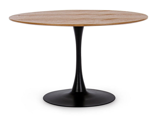 tavolo bloom rovere base nera tondo 120×75 cm, tavolo elegante adatto a sala da pranzo o cucina