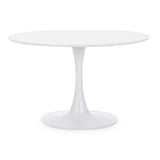 tavolo bloom bianco tondo 120×75 cm, tavolo elegante adatto a sala da pranzo o cucina