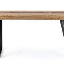 Tavolo ELMER in legno di acacia e gambe in acciaio nero, 200×100 cm