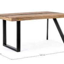 Tavolo ELMER in legno di acacia e gambe in acciaio nero, 200×100 cm