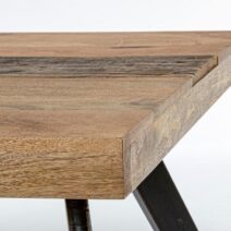 Tavolo MANCHESTER in legno di mango e gambe in acciaio nero, 160×90 cm