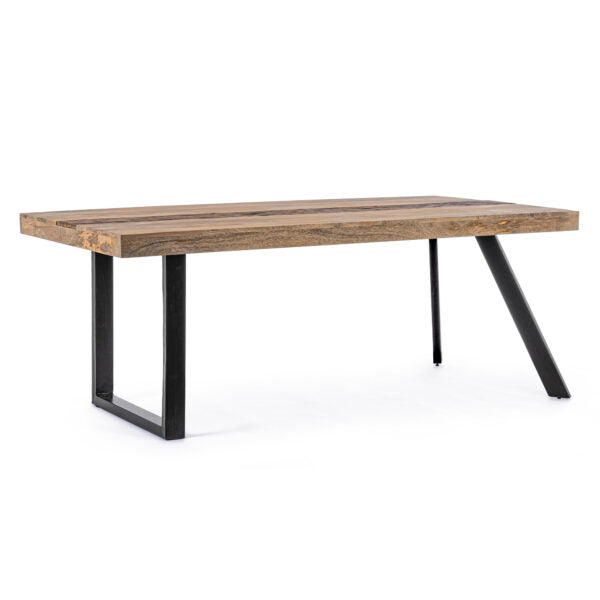 Tavolo MANCHESTER in legno di mango e gambe in acciaio nero, 200×100