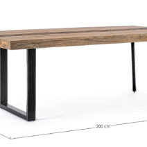 Tavolo MANCHESTER in legno di mango e gambe in acciaio nero, 200×100