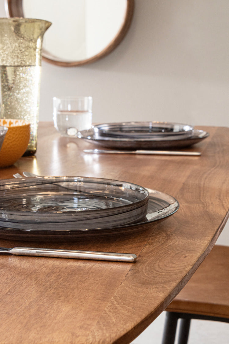 tavolo sherman in legno di mango e base finitura ottone 150 x 90 cm, complemento versatile per ogni stile di arredamento