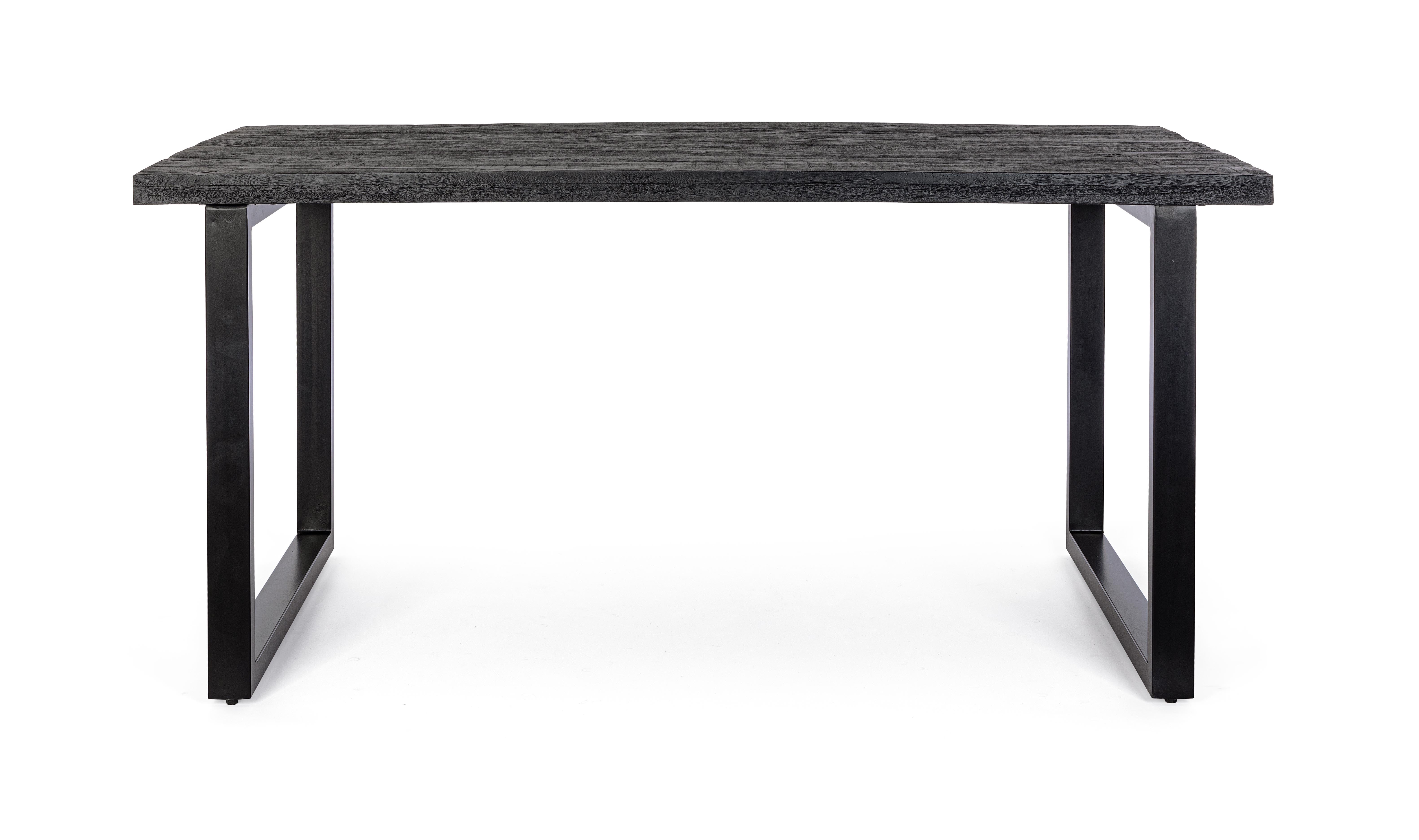 tavolo hastings rettangolare in legno di mango e base antracite acciaio 160×90 cm, dettaglio della struttura in legno o...