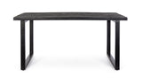 tavolo hastings rettangolare in legno di mango e base antracite acciaio 160×90 cm, dettaglio della struttura in legno o...
