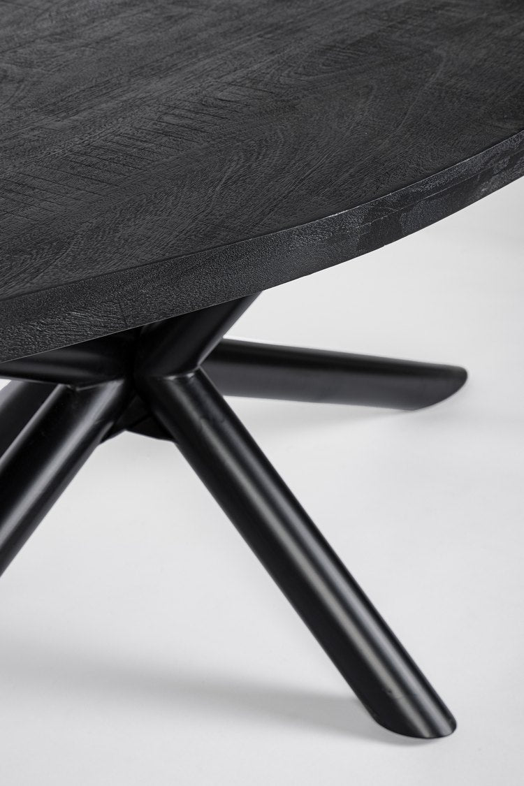 tavolo hastings ovale in legno di mango e base antracite acciaio 200×110 cm, design moderno per ambienti contemporanei