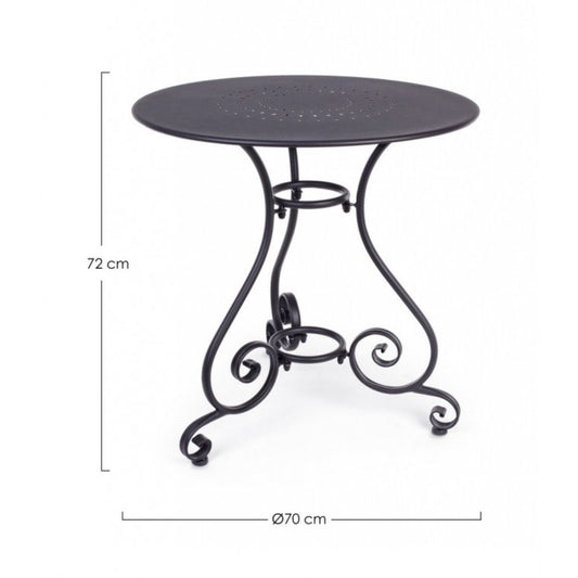 tavolo etienne in acciaio antracite ø70 cm, dettaglio dei materiali trattati per uso esterno