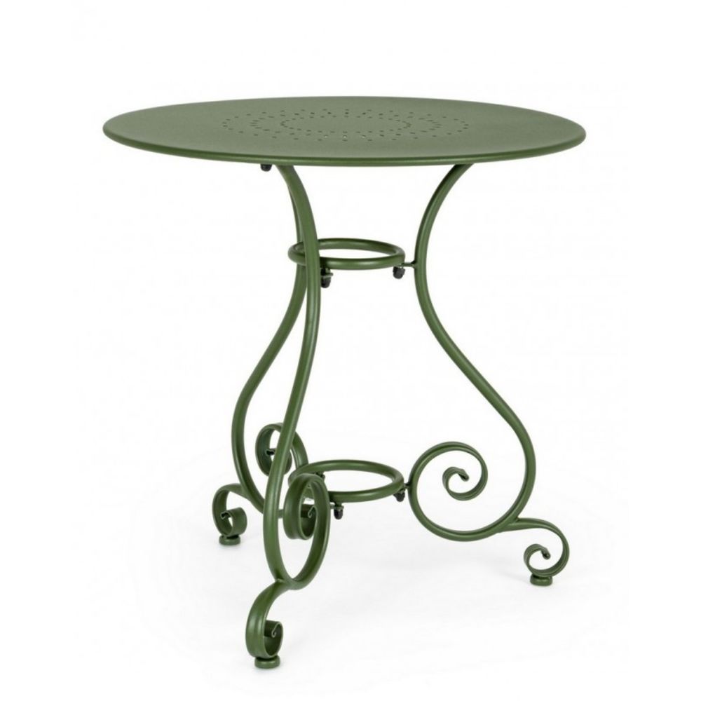 tavolo etienne in acciaio verde ø70 cm, tavolo da giardino perfetto per pranzi all’aperto