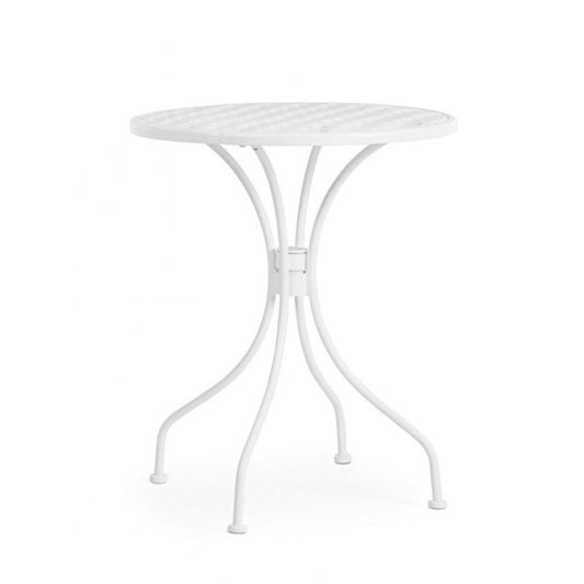 tavolo lizette in acciaio bianco ø60 cm, tavolo da giardino perfetto per pranzi all’aperto