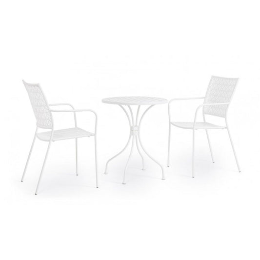 tavolo lizette in acciaio bianco ø60 cm, dettaglio dei materiali trattati per uso esterno