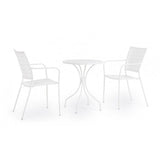 tavolo lizette in acciaio bianco ø60 cm, dettaglio dei materiali trattati per uso esterno