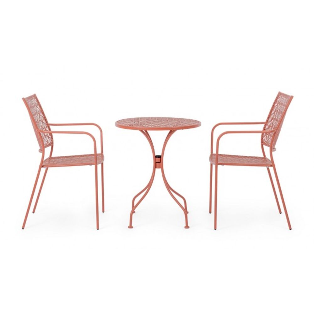 tavolo lizette in acciaio rosso chiaro ø60 cm, ideale per barbecue, aperitivi o relax estivo