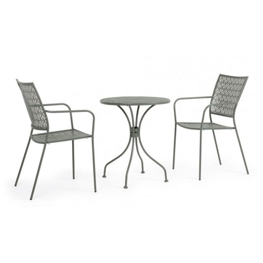 tavolo lizette in acciaio verde ø60 cm, dettaglio dei materiali trattati per uso esterno