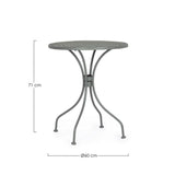 tavolo lizette in acciaio verde ø60 cm, ambientazione in giardino con sedie coordinate