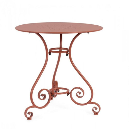 tavolo etienne in acciaio rosso ø70 cm, tavolo da giardino perfetto per pranzi all’aperto
