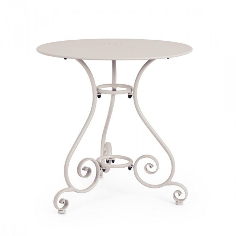 tavolo etienne in acciaio beige ø70 cm, tavolo da giardino perfetto per pranzi all’aperto