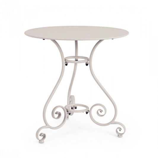 tavolo etienne in acciaio beige ø70 cm, tavolo da giardino perfetto per pranzi all’aperto