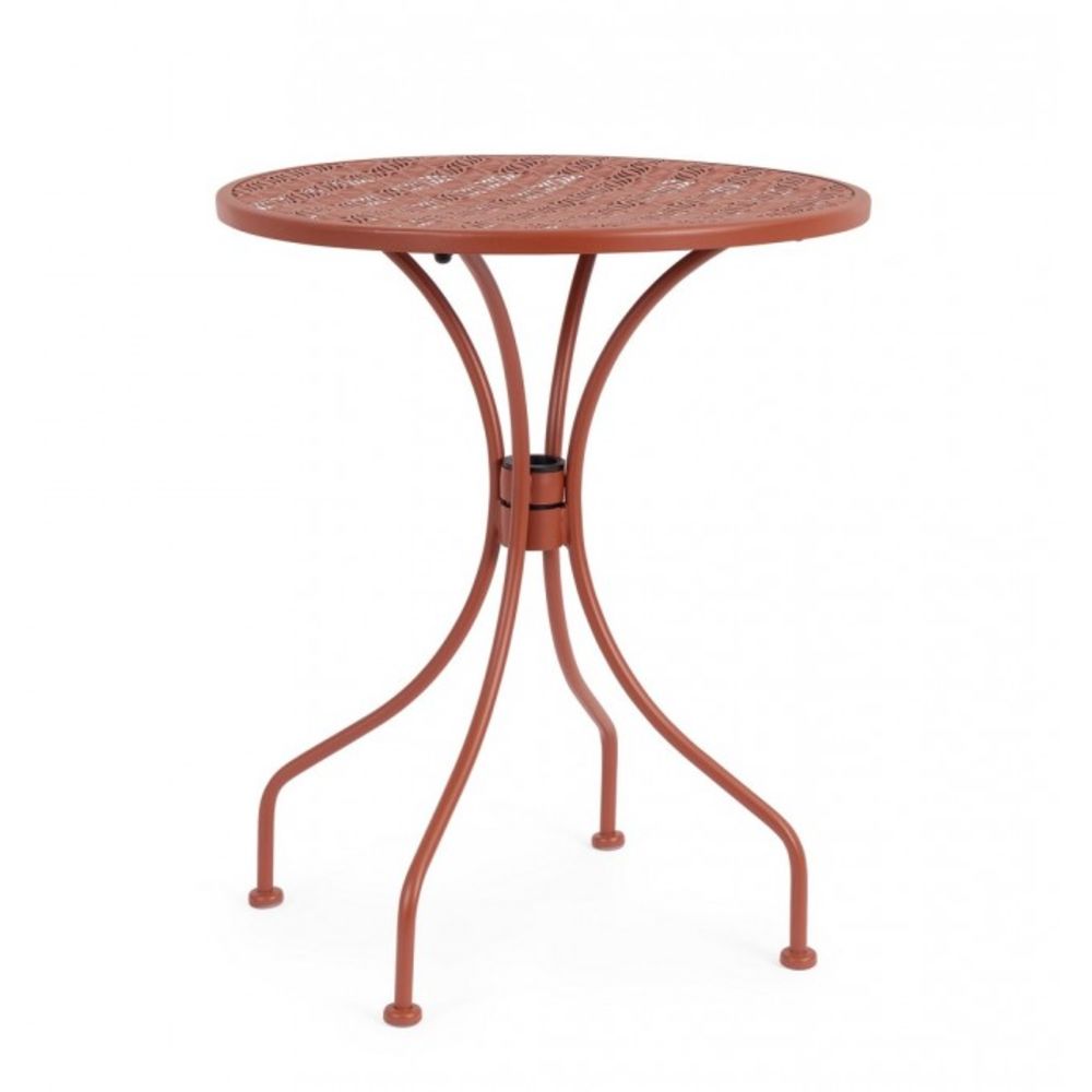 tavolo lizette in acciaio rosso scuro ø60 cm, tavolo da giardino perfetto per pranzi all’aperto
