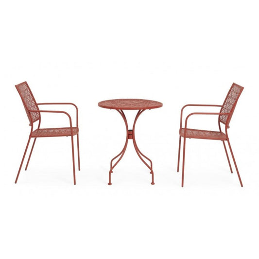 tavolo lizette in acciaio rosso scuro ø60 cm, dettaglio dei materiali trattati per uso esterno