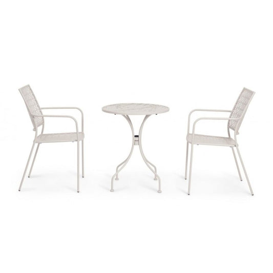 tavolo lizette in acciaio beige ø60 cm, dettaglio dei materiali trattati per uso esterno