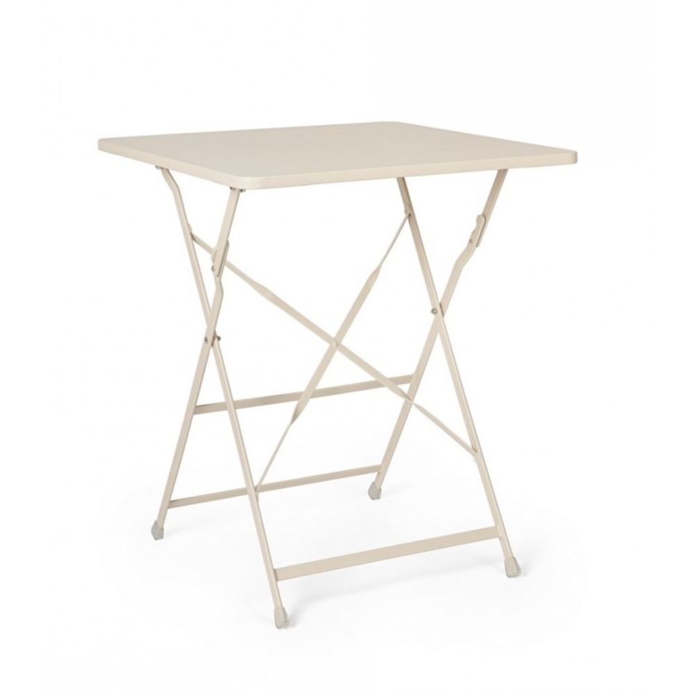 tavolo yasmin quadrato in acciaio beige 60 x 60 cm, pieghevole, tavolo da giardino perfetto per pranzi all’aperto
