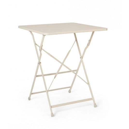 tavolo yasmin quadrato in acciaio beige 60 x 60 cm, pieghevole, tavolo da giardino perfetto per pranzi all’aperto