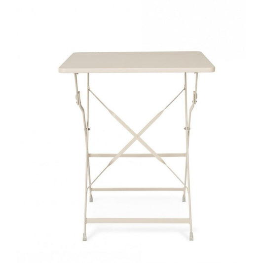 tavolo yasmin quadrato in acciaio beige 60 x 60 cm, pieghevole, dettaglio dei materiali trattati per uso esterno