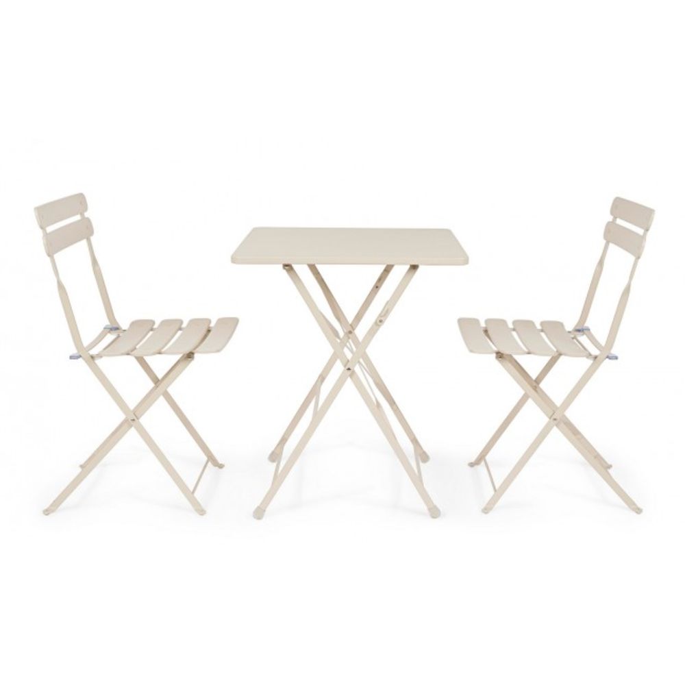 tavolo yasmin quadrato in acciaio beige 60 x 60 cm, pieghevole, ideale per barbecue, aperitivi o relax estivo