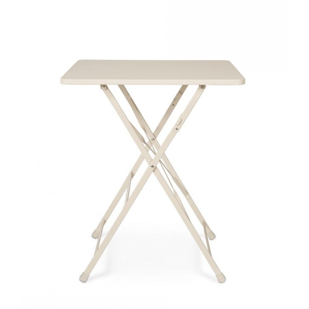 tavolo yasmin quadrato in acciaio beige 60 x 60 cm, pieghevole, design resistente e dal look naturale