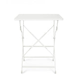 tavolo yasmin quadrato in acciaio bianco 60 x 60 cm, pieghevole, dettaglio dei materiali trattati per uso esterno