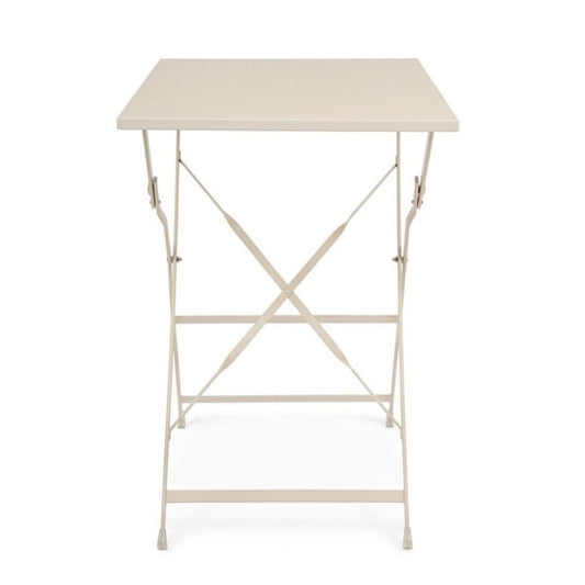 tavolo yasmin rettangolare in acciaio beige 50 x 70 cm, pieghevole, dettaglio dei materiali trattati per uso esterno