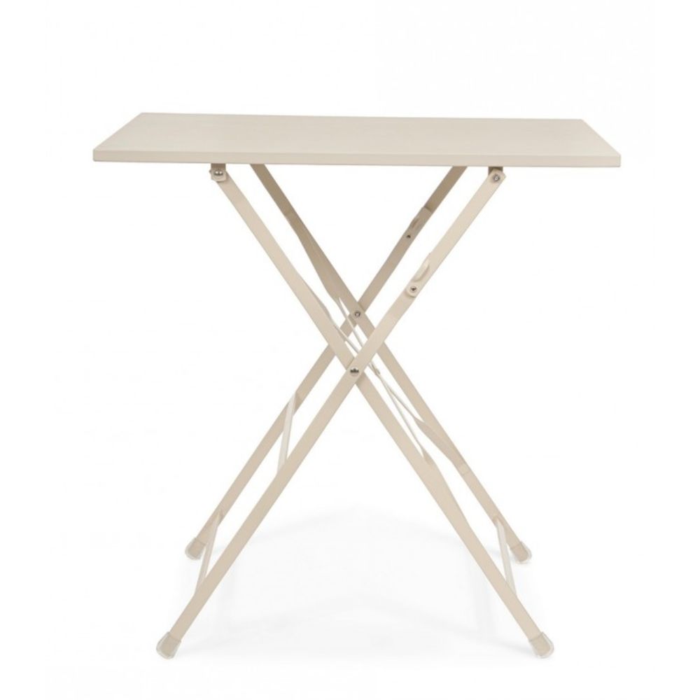 tavolo yasmin rettangolare in acciaio beige 50 x 70 cm, pieghevole, design resistente e dal look naturale