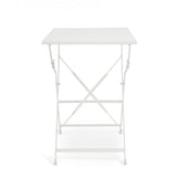 tavolo yasmin rettangolare in acciaio bianco 50 x 70 cm, pieghevole, dettaglio dei materiali trattati per uso esterno