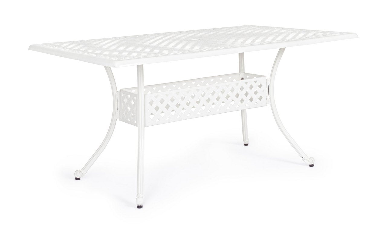tavolo rettangolare ivrea in alluminio bianco 160×90 cm, tavolo da giardino perfetto per pranzi all’aperto