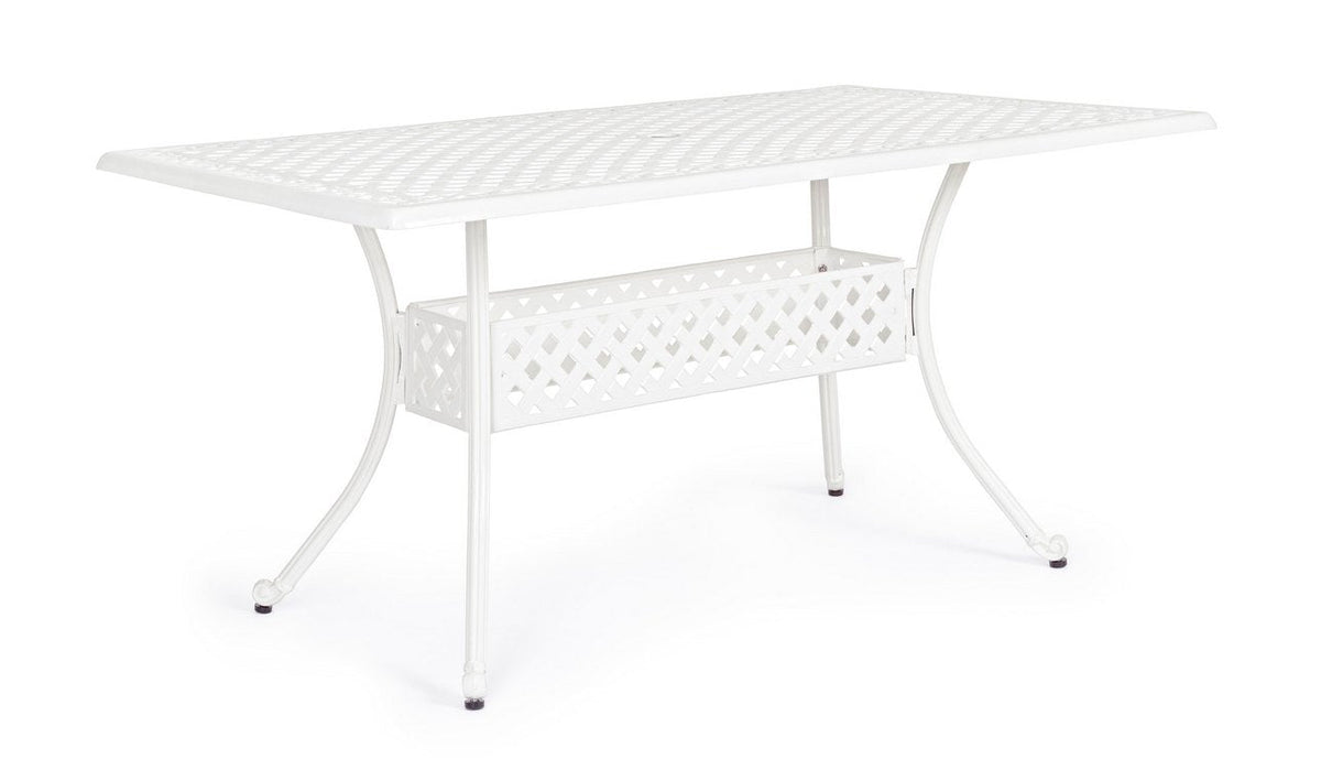 tavolo rettangolare ivrea in alluminio bianco 160×90 cm, tavolo da giardino perfetto per pranzi all’aperto